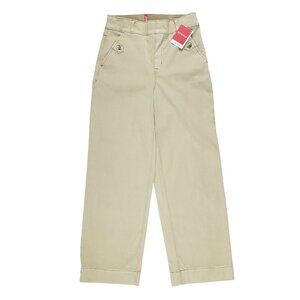 SPANX Pants Small Stretch Twill Cropped Wide Leg Almond Khaki Pull On NWT 20312R